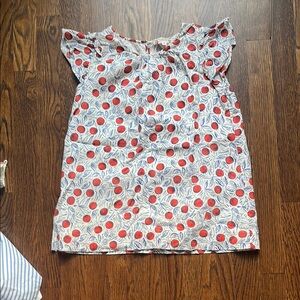 Bonpoint White Cherry Print Flutter Sleeve dress